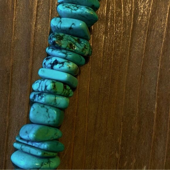 Turquoise-colored Nugget Slab Heishi Statement Necklace - Picture 8 of 12